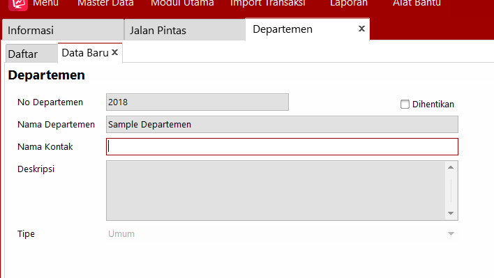 Fungsi fitur Departement di Easy Accounting 5