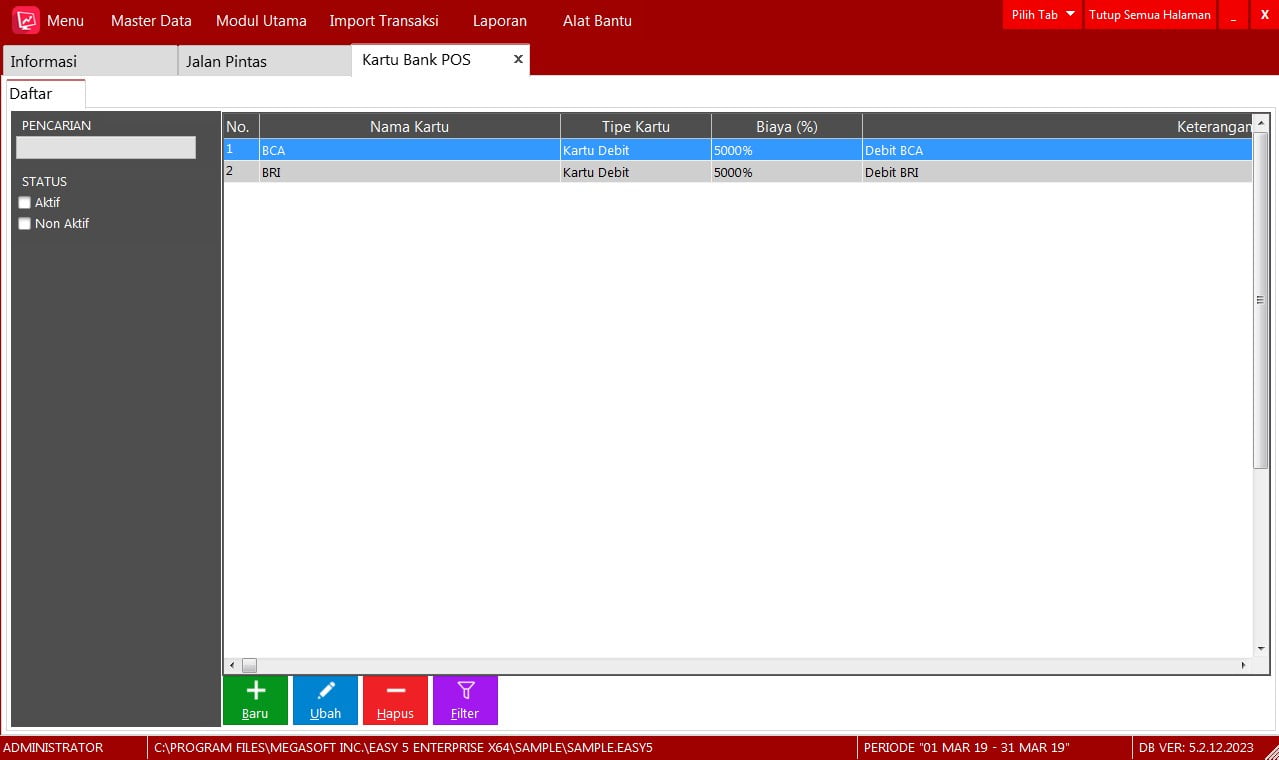 Kartu Bank POS di EASY Accounting