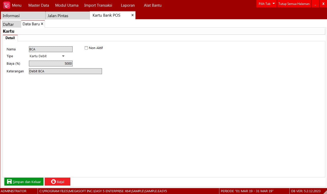 Kartu Bank POS di EASY Accounting