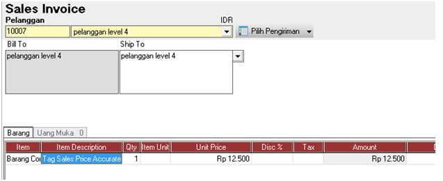 Tag Sales Price Accurate Mode Advance