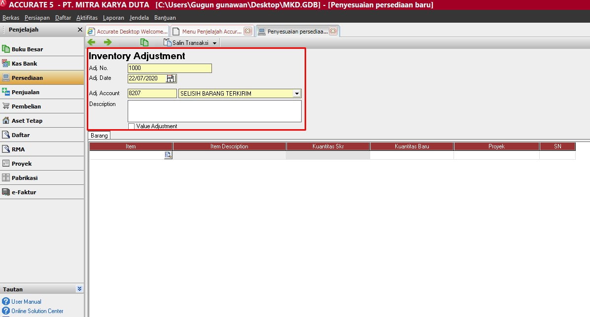 Stok Opname di Accurate