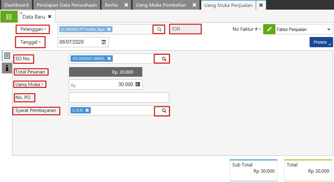 Cara Input Transaksi Uang Muka Penjualan Di Accurate Online