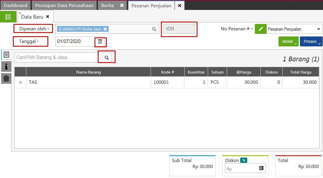 Cara Input Transaksi Sales Order di Accurate Online