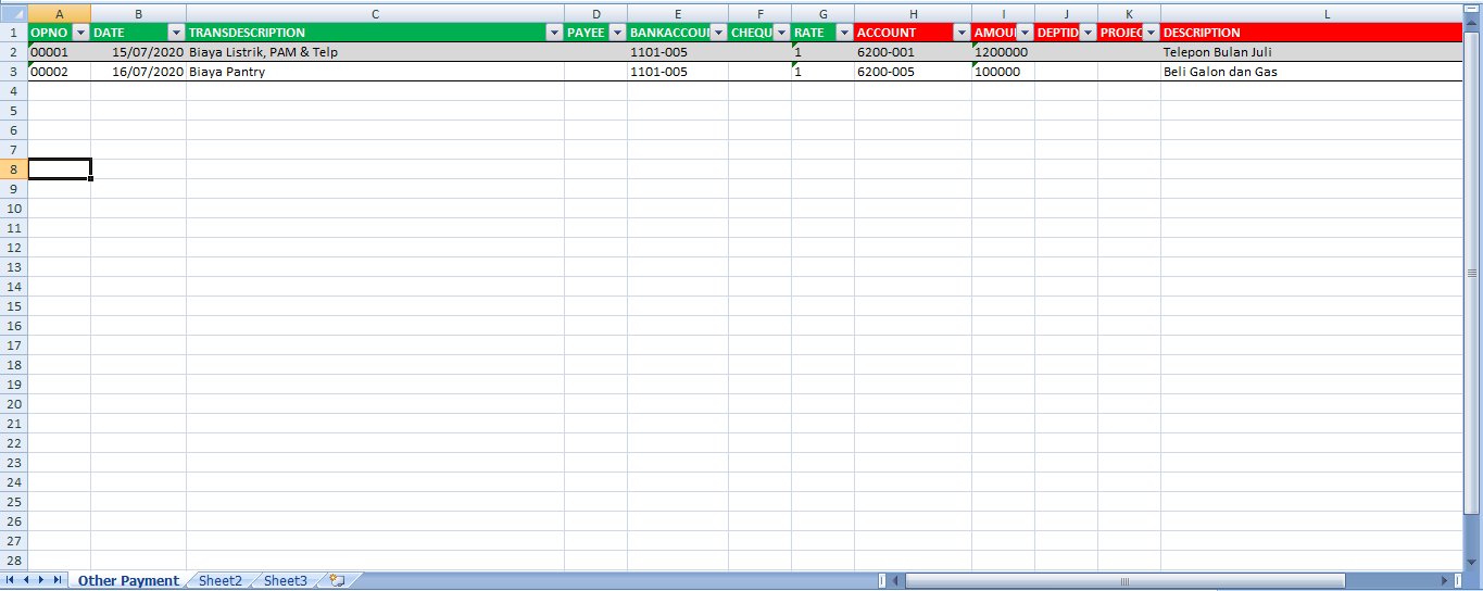 Import Transaksi Petty Cash Dari Excel ke Accurate