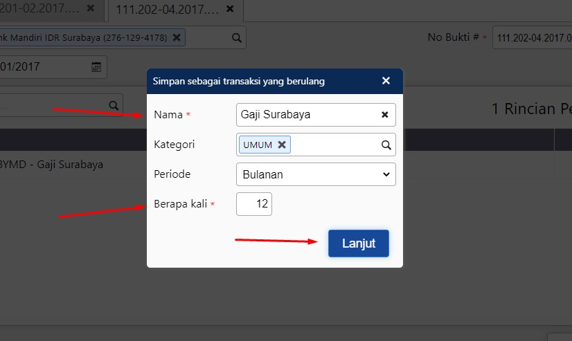 Cara Membuat Transaksi Berulang Accurate Online