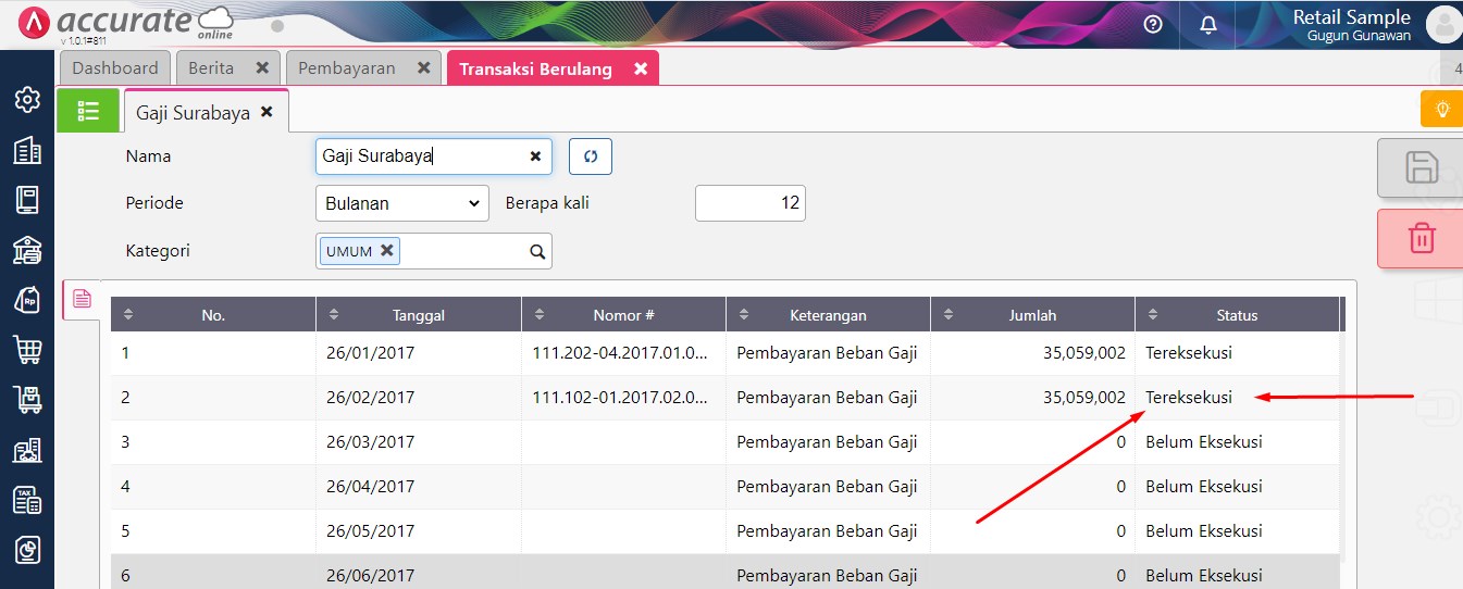 Cara Membuat Transaksi Berulang Accurate Online