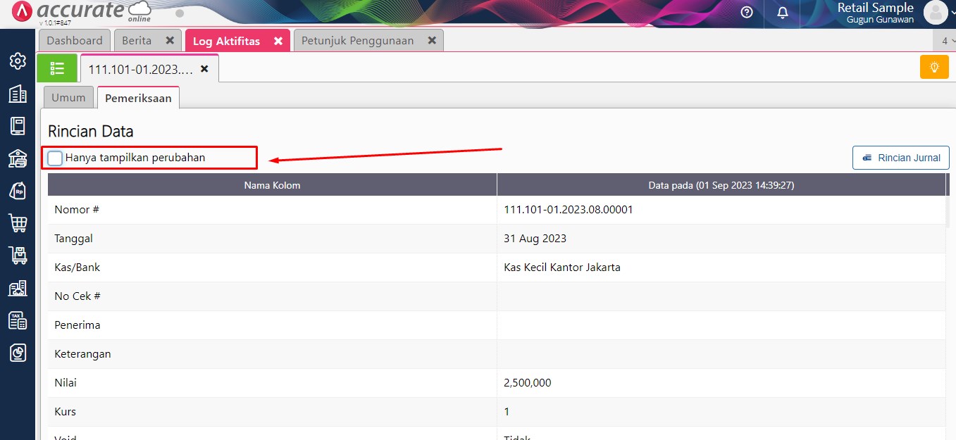 Cara Melihat Log Aktifitas Accurate Online