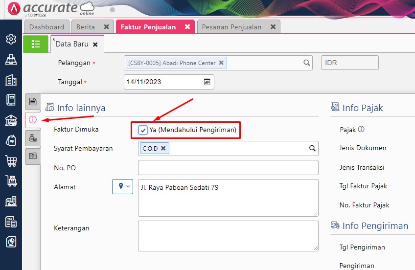 Membuat Faktur Penjualan Mendahului Pengiriman Accurate
