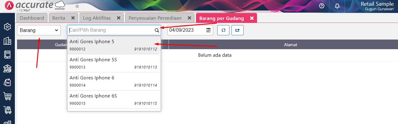 Cara Melihat Stok Barang Pergudang Accurate Online